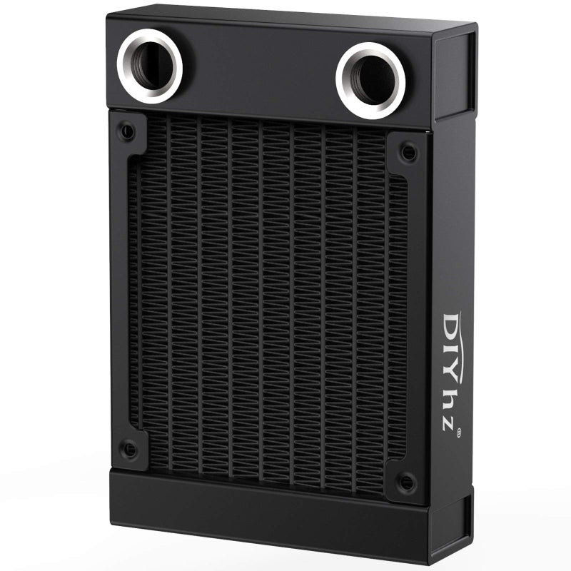 DIYhz Water Cooling Computer Radiator, 8 Pipe Aluminum Heat Exchanger Liquid Cooling Radiator G1/4 Thread Heat Row Sink 80mm for CPU PC Laser Water Cool System DC12V Black - Image 1